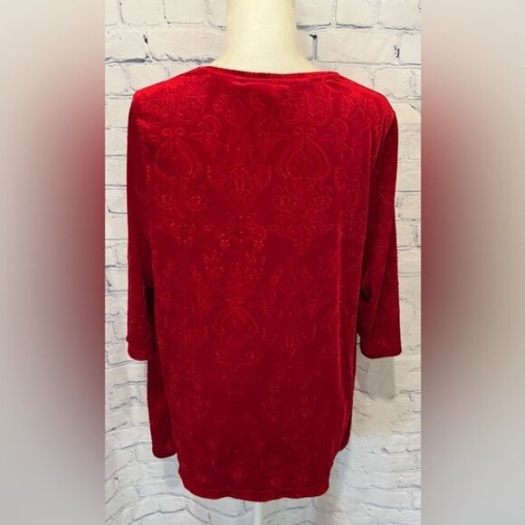 Catherines Embossed Tunic Blouse Women’s 14/16 W Petite Red - Picture 4 of 6